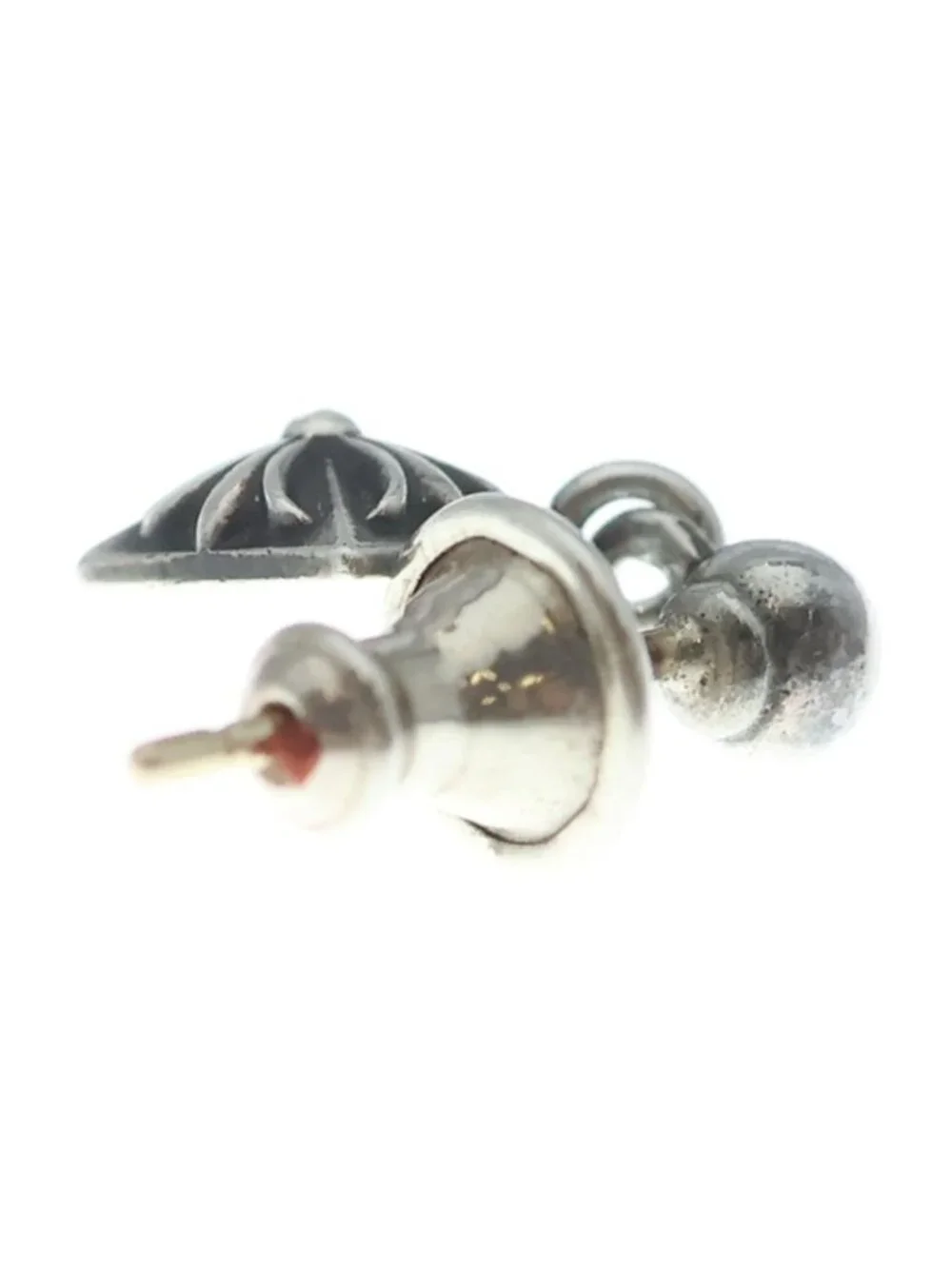 Chrome Hearts Pyramid Pls Drop Earrings Silver